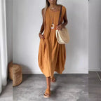 Vestido Malaya™ em Linho de Algodão com Estilo Minimalista / Toque Suave e Caimento Fluido para Máximo Conforto!
