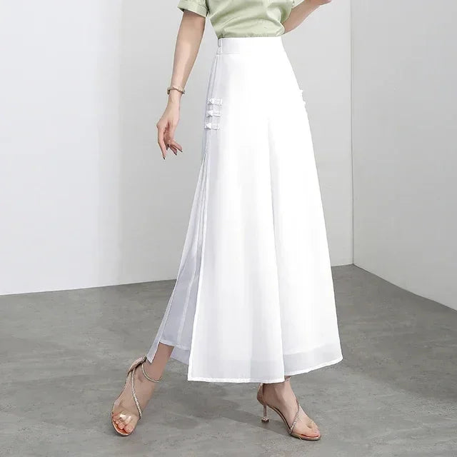 Calça Diva Natural™ Pantalona com Sobreposição Fluida