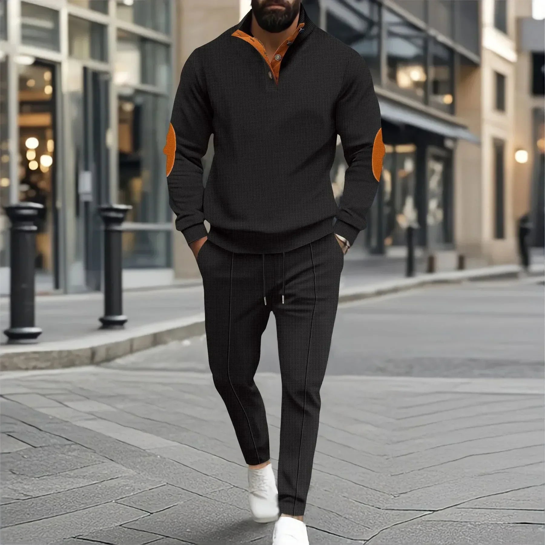 Conjunto OldTown™ com Pegada Retrô e Malha Texturizada / Elegância Clássica Para Homens que Sabem Se Vestir com Classe!