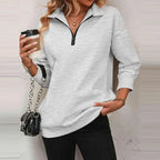 Blusa Olivia™ em Moletom Premium com Gola Alta e Zíper Frontal  / A Peça-Coringa que Vai com Tudo!
