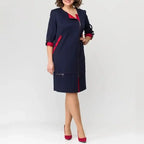 Vestido Alta Classe™ com Toques Contrastantes / Postura, Estilo e Refinamento em Uma Só Peça!