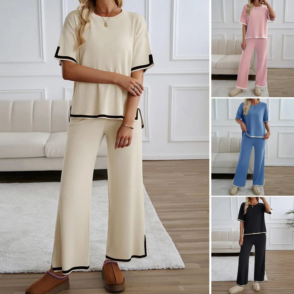 Conjunto Classy™ em Malha Premium com Detalhes Contrastantes / Para Quem Valoriza o Conforto com Toque Refinado!