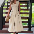 Vestido Bella Polo™ em Linho de Algodão com Gola Elegante / Sofisticação e Conforto para Dias de Verão!