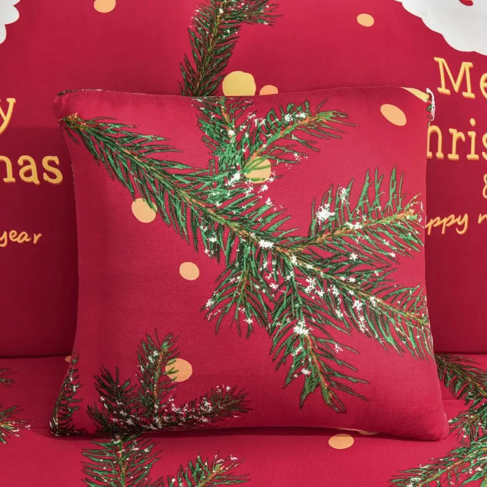 Capa de Sofá Natalina Modern Lar™ em Spandex de Alta Elasticidade / Decoração Instantânea que o seu Natal Merece! + Fronha de Brinde