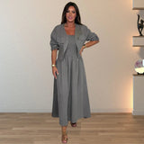 Conjunto Anelise™ com Jaqueta Cropped e Vestido Minimalista / O Básico bem Feito que Exala Bom Gosto!