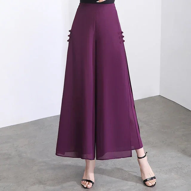 Calça Diva Natural™ Pantalona com Sobreposição Fluida