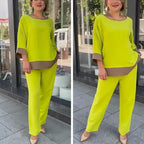 Conjunto Isabelli™ em Algodão com Contrastes Elegantes / Um Toque de Exclusividade e Charme para Seu Dia a Dia!