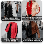 Suéter Mirelle™ em Tricot de Cashmere com Contraste Artesanal / Aconchego Refinado com Estilo que Marca Presença!