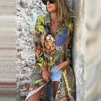 Camisa Safari Majestosa™ Estilo Chemise com Estampa Selvagem Tropical / A Camisa que Transforma Seu Look em Obra de Arte Tropical!