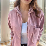 Jaqueta Urban Stile™ em Veludo com Capuz e Zíper Frontal / Estilo e Conforto no Ritmo do Seu Dia!