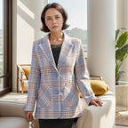 Blazer Íris™ em Algodão Encorpado com Toque de Lã e Estampa Xadrez / A Elegância Clássica que Nunca Sai de Moda!