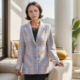 Blazer Íris™ em Algodão Encorpado com Toque de Lã e Estampa Xadrez / A Elegância Clássica que Nunca Sai de Moda!