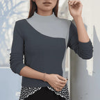 Blusa Cristina™ com Estampa Curva Bicolor e Tecido Térmico / Visual Impecável com Aconchego!