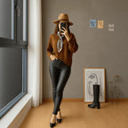 Calça Lunna™  Em Couro e Cintura Alta e Interior Térmico / Elegância e Conforto que se Moldam ao Seu Corpo!