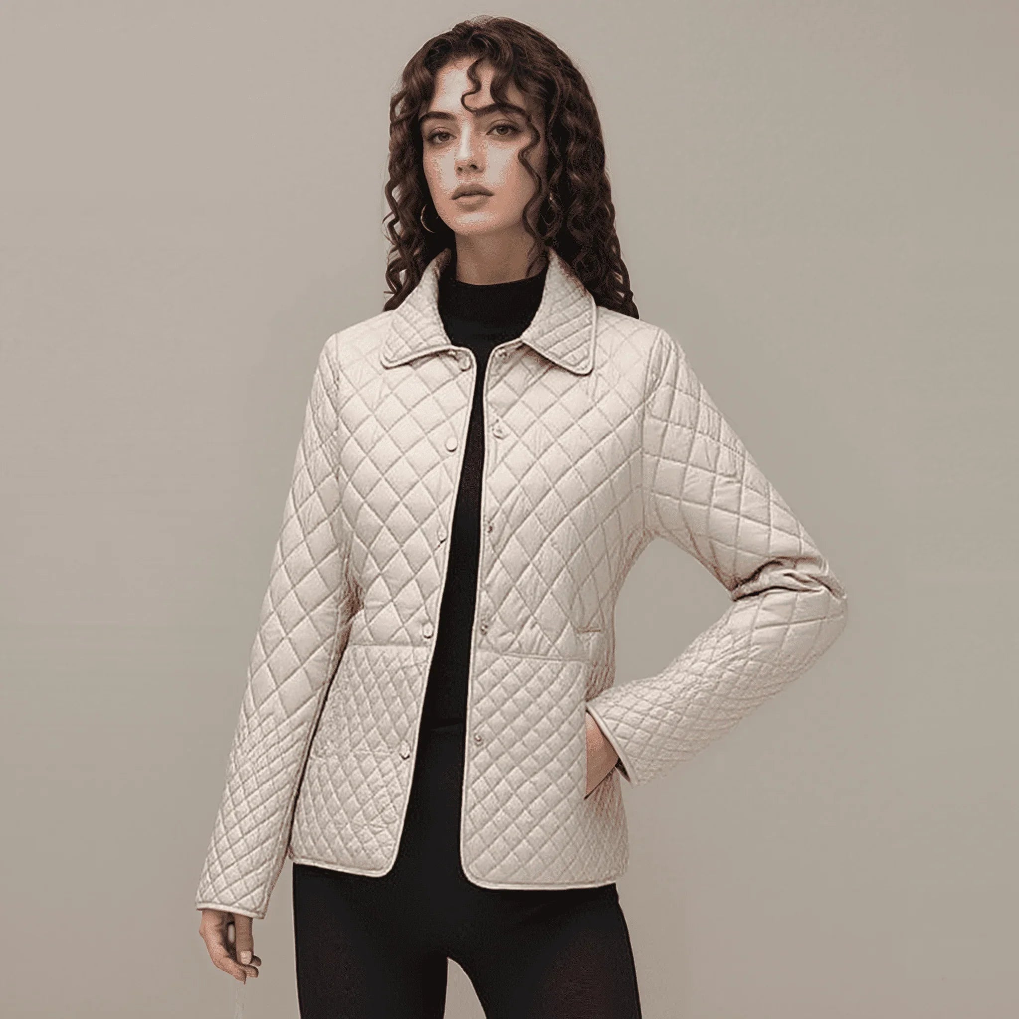 Jaqueta Diana™ em Matelassê com Algodão e Textura Acolchoada / Sofisticação e Leveza para o Seu Inverno Elegante!