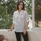 (Promoção: Compre 1, Leve 2) Camisa Raniero™ em Linho de Algodão com Bordados Florais  / A Peça Sofisticada que Transforma o Casual em Elegante!