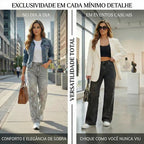 Calça Jeans Bethania™ em Denim Moderno com Renda Artesanal Floral / Estilo e Conforto Casual Chic para Looks Memoráveis!