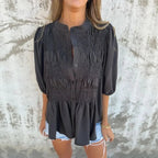 Camisa Florence™ em Algodão Leve com Pregas Artesanais