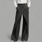 Calça Jeans Anya™ com Efeito Transpassado e Frente Assimétrica Sobreposta