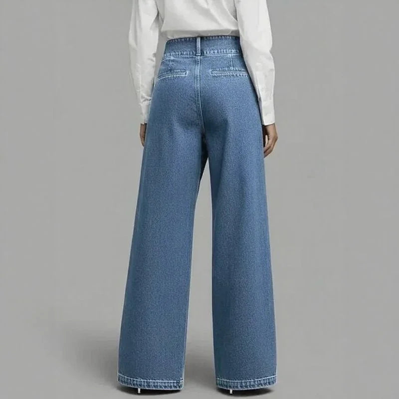 Calça Jeans Anya™ com Efeito Transpassado e Frente Assimétrica Sobreposta