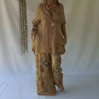 Conjunto Chloe™ de Camisa Solta + Pantalona Floral Elegante