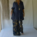 Conjunto Chloe™ de Camisa Solta + Pantalona Floral Elegante