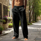Calça Oliver™ em Linho de Algodão com Cós Elástico e Cordão Ajustável