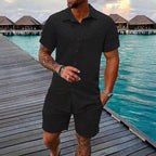 Conjunto Hugo™ em Tecido Texturizado Premium com Camisa de Botões