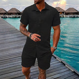 Conjunto Hugo™ em Tecido Texturizado Premium com Camisa de Botões
