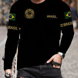 Camiseta World™ Manga Longa com Modelagem Slim e Estampa de Países
