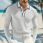 Polo Manga Longa Castellan™ com Gola Contrastante e Acabamento Premium