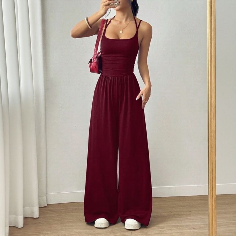 Macacão Longo Bela™ Calça Pantalona com Alças Duplas e Costas Abertas