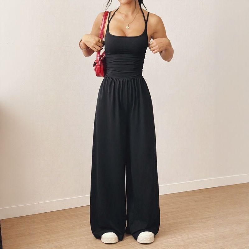 Macacão Longo Bela™ Calça Pantalona com Alças Duplas e Costas Abertas