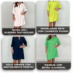 Vestido Belice™ em Algodão Leve com Gola Chemise / Para Quem Vive com Leveza e Estilo!
