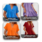 Vestido Viviê™ em Viscose Leve com Babado Amplo e Gola V / Delicadeza Atemporal com Caimento Livre e Sofisticado!