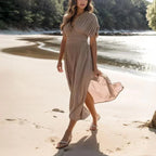 [COMPRE 1 E LEVE 2] Vestido Le Praiê™ em Linho de Algodão com Cintura Modeladora / Feito Para a Mulher que Valoriza Conforto e Estilo com Sofisticação!