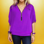 Blusinha Top Amara™ em Malha Elástica com Zíper / Toque de Elegância e Conforto para Seu Dia!