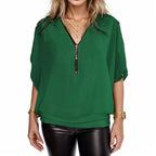 Blusinha Top Amara™ em Malha Elástica com Zíper / Toque de Elegância e Conforto para Seu Dia!