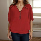 Blusinha Top Amara™ em Malha Elástica com Zíper / Toque de Elegância e Conforto para Seu Dia!