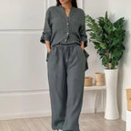Conjunto Chinaglia™ de Camisa + Calça em Linho de Algodão / Conforto e Liberdade para Todos os Momentos