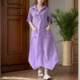 Vestido Palermo™ em Linho de Algodão com Modelagem Solta / O Equilíbrio Perfeito entre Conforto e Estilo!
