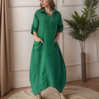 Vestido Palermo™ em Linho de Algodão com Modelagem Solta / O Equilíbrio Perfeito entre Conforto e Estilo!