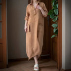 Vestido Palermo™ em Linho de Algodão com Modelagem Solta / O Equilíbrio Perfeito entre Conforto e Estilo!