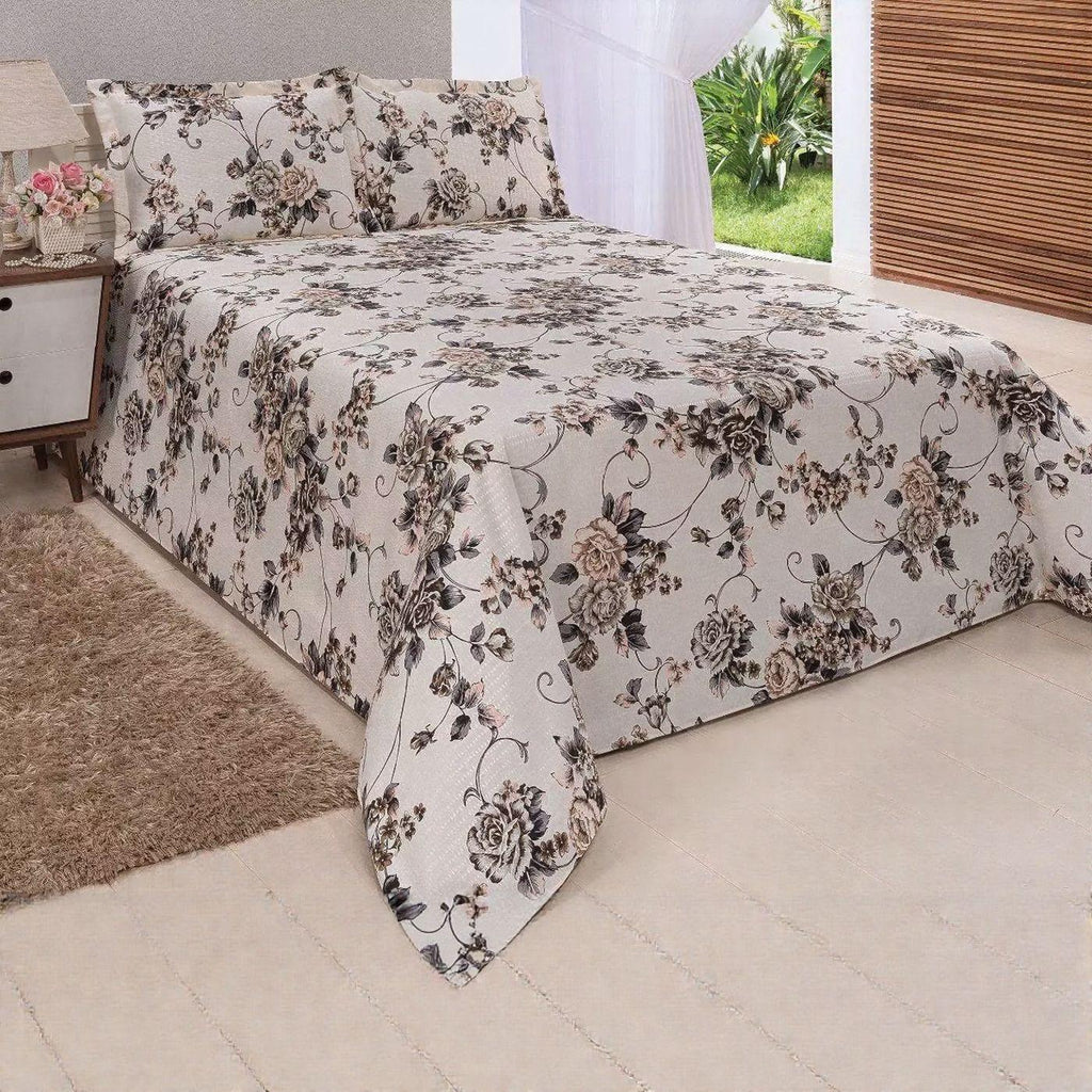 Jogo de Cama Floratta™ 3 Peças em Piquet Texturizado para Noites Aconchegantes / Toque Macio e Estampa Sofisticada para um Quarto Elegante!