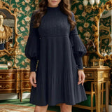 Vestido Mon Amour™ com Mangas Bufantes e Brilho Discreto / Um Encanto Clássico com Toques de Luxo!