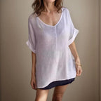 [COMPRE 1 E LEVE 2] Blusinha Bella™ em Viscose Texturizada com Manga Detalhada / Conforto e Charme para Qualquer Momento!