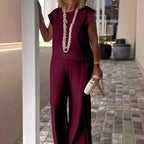 Conjunto Vittoria™ com Blusa Minimalista e Calça Pantalona / Refinamento e Conforto para a Mulher que Inspira Respeito e Estilo!