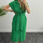 Vestido Julie™ em Viscose com Elastano e Cintura Ajustável / Elegância Descomplicada para o Seu Dia a Dia!