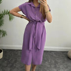 Vestido Julie™ em Viscose com Elastano e Cintura Ajustável / Elegância Descomplicada para o Seu Dia a Dia!