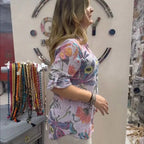 Camisa Floral Cinthya™ em Linho de Algodão /  Leveza Feminina em Cada Detalhe!
